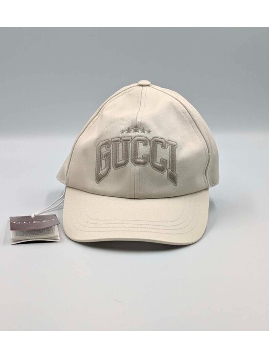 Gucci Embroidered Cotton Baseball Cap Ivory L 59cm 817455 main image 4
